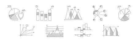 Statistics Chart and Graph Line Icon Vector Setのイラスト素材
