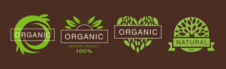Fresh Organic Product Labels and Sticker Vector Setのイラスト素材