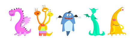 Freaky Monster Character with Funny Face Vector Set
