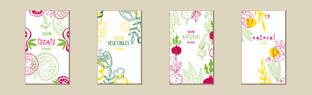 Natural Fruit Flyer and Card Cover Design Vector Setのイラスト素材