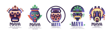 Maya Original Design Logo and Label Sign Vector Setのイラスト素材
