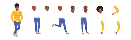 Man Character with Separate Body Parts Vector Setのイラスト素材