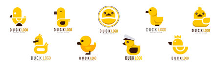 Yellow Rubber Duck Logo Design Template Vector Setのイラスト素材