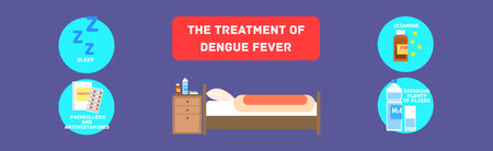 Treatment of Dengue Fever Disease Icon Vector Setのイラスト素材