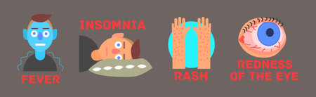 Malaria or Dengue Fever Symptoms Infographic Vector Setのイラスト素材
