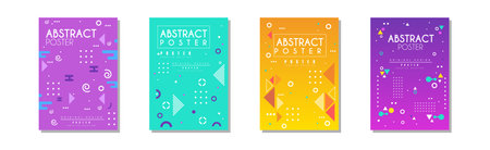 Abstract Poster and Cover with Figures and Shapes Vector Setのイラスト素材