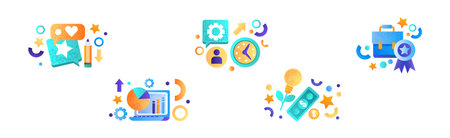 Web Design and Business Marketing Object and Item Vector Setのイラスト素材