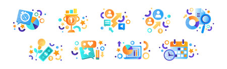 Web Design and Business Marketing Object and Item Vector Setのイラスト素材