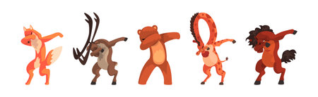 Various Animals Standing in Dub Dancing Pose Vector Setのイラスト素材