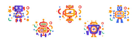 Colorful Robot and Cyborg with Limb Vector Set
