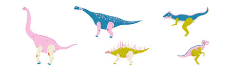 Dinosaur and Prehistoric Beast and Predator Vector Setのイラスト素材