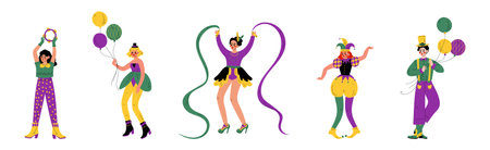 Circus Man and Woman Character Performer and Entertainer Vector Setのイラスト素材