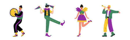 Circus Man and Woman Character Performer and Entertainer Vector Setのイラスト素材