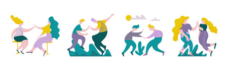People Character Give High Five Hand Gesture Vector Setのイラスト素材