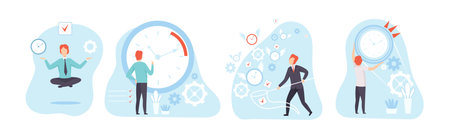 Effective Time Management with Man Manage Task Vector Setのイラスト素材