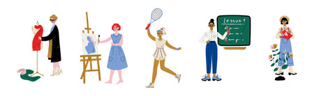Woman Character of Different Profession Have Career Vector Setのイラスト素材
