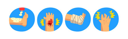 Human Body Physical Injury and Wound Vector Setのイラスト素材