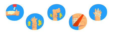 Human Body Physical Injury and Wound Vector Setのイラスト素材