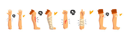 Human Body Physical Injury and Wound Vector Setのイラスト素材