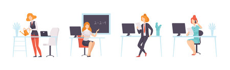 Woman Character of Different Profession Have Choice Vector Setのイラスト素材