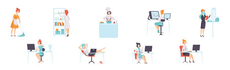 Woman Character of Different Profession Have Choice Vector Setのイラスト素材