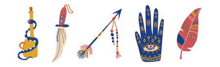 Magic and Witchcraft Object and Spiritual Element Vector Setのイラスト素材