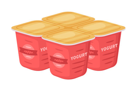 Yogurt as Dairy Food and Product Item Vector Illustrationのイラスト素材