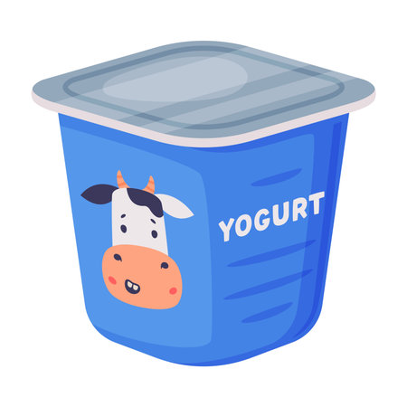 Yogurt as Dairy Food and Product Item Vector Illustrationのイラスト素材