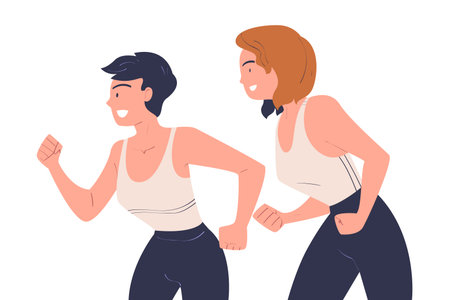 Woman Character Standing Look Aside as Opposition to Somebody Vector Illustrationのイラスト素材