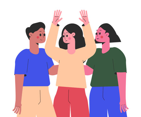 Hugging Man and Woman Character Embrace Each Other Feel Warmth Vector Illustrationのイラスト素材