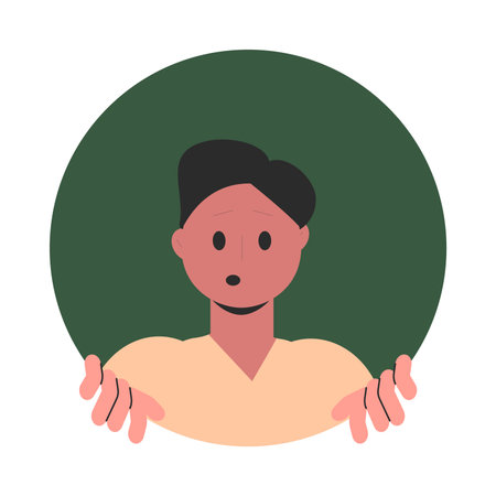 Man Character Peeking Out Shape and Looking Vector Illustrationのイラスト素材