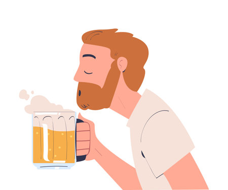 Man with Alcohol Drink and Beverage in Mug Vector Illustrationのイラスト素材