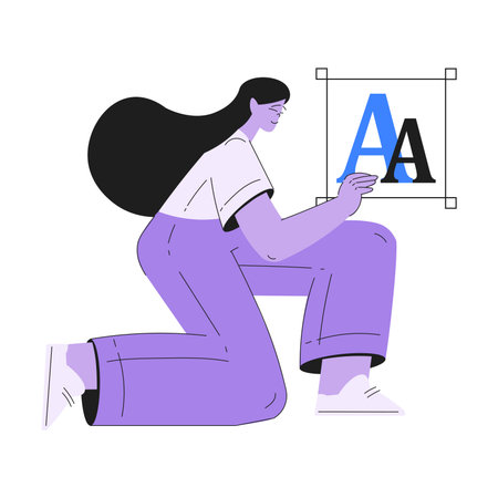 Woman Work with Text Editing and Writing Article Vector Illustrationのイラスト素材
