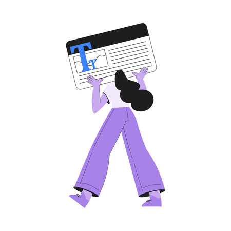 Woman Work with Text Editing and Writing Article Vector Illustrationのイラスト素材