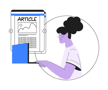 Woman Work with Text Editing and Writing Article on Laptop Vector Illustrationのイラスト素材