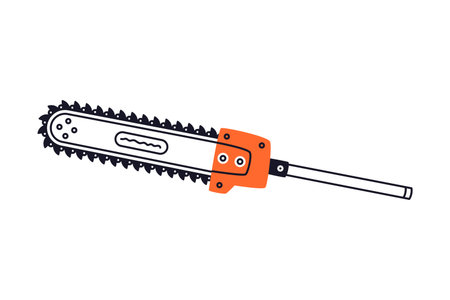 Chain Saw as Petrol Hand Tool and Equipment for Repair Work Vector Illustrationのイラスト素材