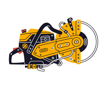 Circular Saw as Petrol Hand Tool and Equipment for Repair Work Vector Illustrationのイラスト素材