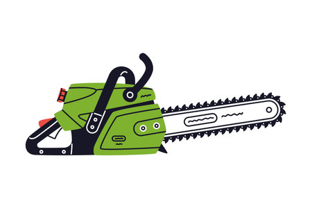 Chain Saw as Petrol Hand Tool and Equipment for Repair Work Vector Illustrationのイラスト素材