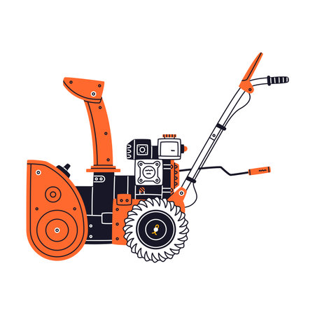Snow Removal Machine as Petrol Hand Tool and Equipment for Repair Work Vector Illustrationのイラスト素材