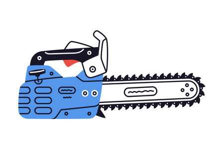 Chain Saw as Petrol Hand Tool and Equipment for Repair Work Vector Illustrationのイラスト素材