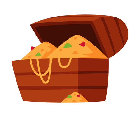 Open Treasure Chest with Gold and Gem Vector Illustrationのイラスト素材