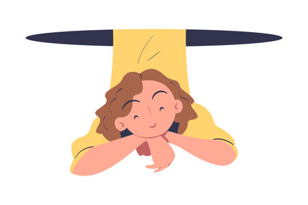 Woman Character Jumping Through Portal Enter Hole Vector Illustrationのイラスト素材