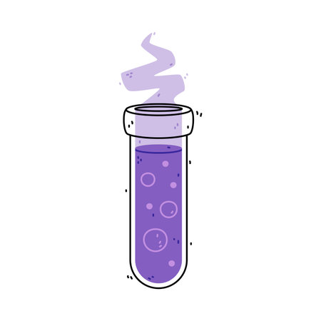 Purple Potion Bottle and Glass Flask Vector Illustrationのイラスト素材