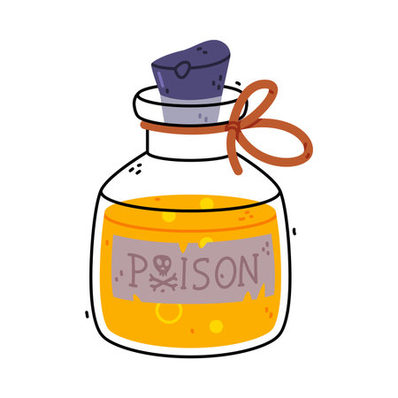 Potion Bottle and Glass Flask with Cork Vector Illustrationのイラスト素材
