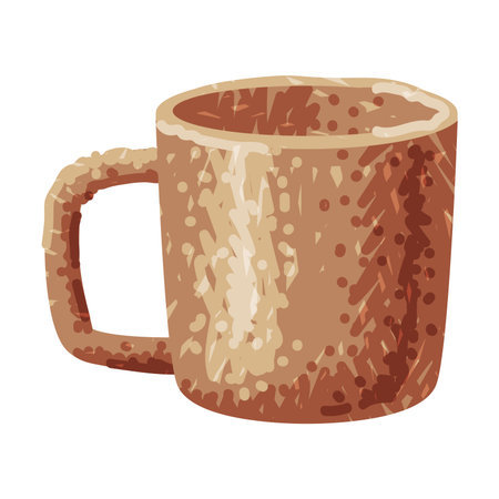 Brown Mug as Pottery and Ceramic Tableware and Crockery Vector Illustrationのイラスト素材