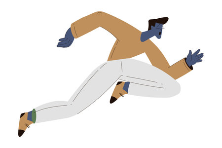 Scared Man Character Run and Escape Afraid of Something Vector Illustrationのイラスト素材