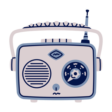 Retro Radio and Wireless Broadcasting Gadget Vector Illustrationのイラスト素材