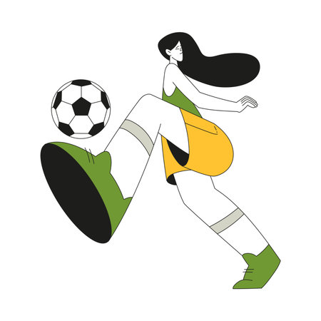 Sport with Woman Character Play Football Game Vector Illustrationのイラスト素材