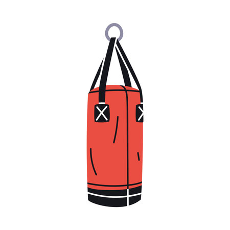 Punching Bag for Boxing as Sport Equipment and Supply Colorful Element Vector Illustrationのイラスト素材