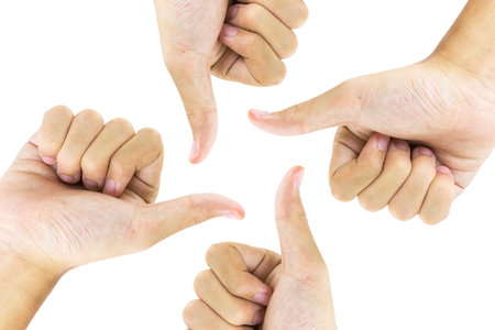 The recognition by using hand gesturesの写真素材